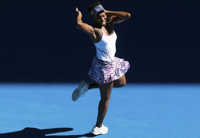 Venus Williams celebrates winning her Women's singles semi-final match against Coco Vandeweghe. (REUTERS) Venus Williams celebrates winning her Women's singles semi-final match against Coco Vandeweghe. (REUTERS)