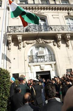 Indian Ambassador to the UN, Syed Akbaruddin unfurled the national flag at the Permanent Mission of India in New York. (Twitter Photo) Indian Ambassador to the UN, Syed Akbaruddin unfurled the national flag at the Permanent Mission of India in New York. (Twitter Photo)