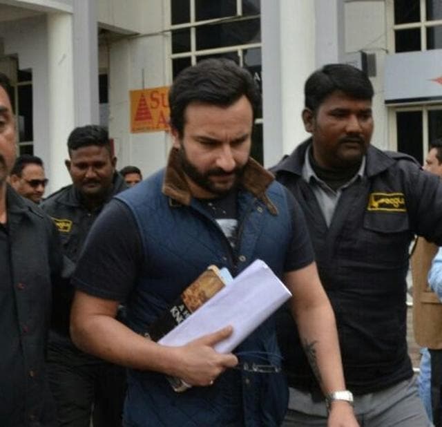 Actor Saif Ali Khan in Jodhpur on Thursday. (HT Photo)