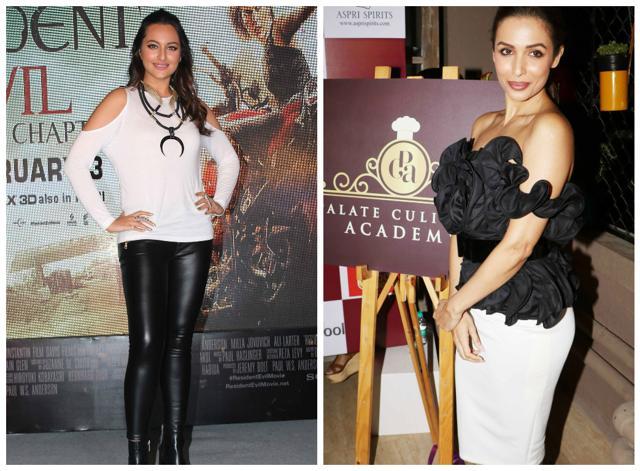 Sonakshi Sinha and Malaika Arora teamed stark black and white separates (Viral Bhiyani) Sonakshi Sinha and Malaika Arora teamed stark black and white separates (Viral Bhiyani)
