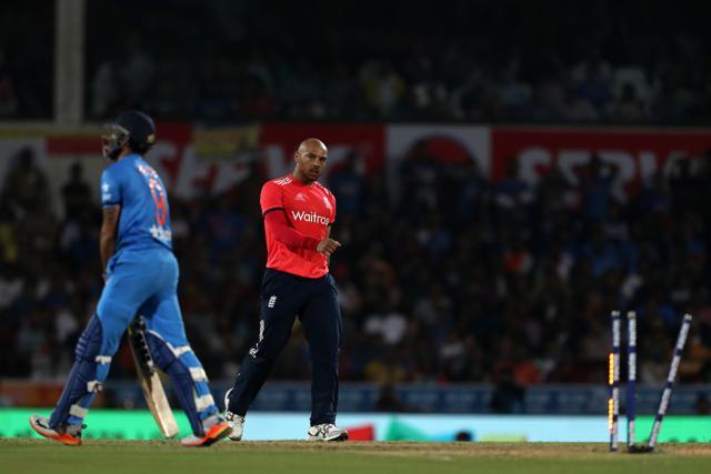 Tymal Mills got the wicket of Manish Pandey as England bowled well in the death overs. (BCCI)
