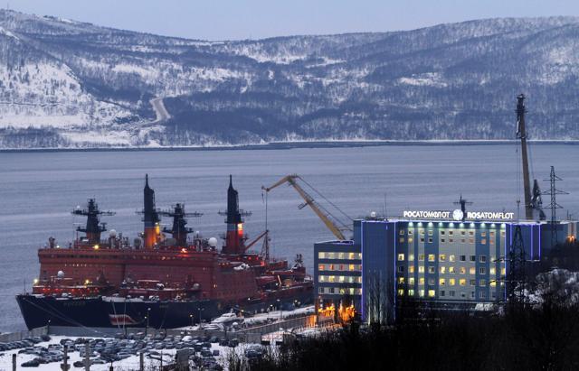 Atomic icebreakers Russia and Yamal are seen moored at the base of Atomflot (Rosatomflot), the operator of Russia's nuclear icebreaker fleet, in the Arctic port of Murmansk on December 22, 2011. (Reuters) Atomic icebreakers Russia and Yamal are seen moored at the base of Atomflot (Rosatomflot), the operator of Russia's nuclear icebreaker fleet, in the Arctic port of Murmansk on December 22, 2011. (Reuters)