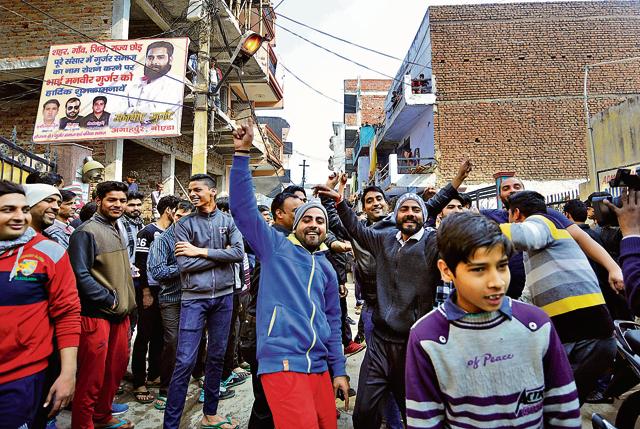 Villagers of Aghapur celebrating Manveer Gurjar’s Bigg Boss success. (Sunil Ghosh/HT Photo) Villagers of Aghapur celebrating Manveer Gurjar’s Bigg Boss success. (Sunil Ghosh/HT Photo)