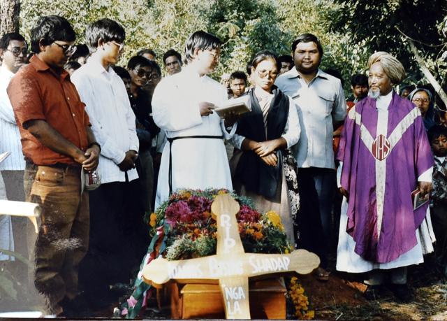 The late Father Sngi (R), a Catholic preacher and a great champion of integrating the faith of the church with the pre-Christian faith of the Khasis. He wore traditional Khasi clothes. (Ajay Aggarwal/HT Photo) The late Father Sngi (R), a Catholic preacher and a great champion of integrating the faith of the church with the pre-Christian faith of the Khasis. He wore traditional Khasi clothes. (Ajay Aggarwal/HT Photo)