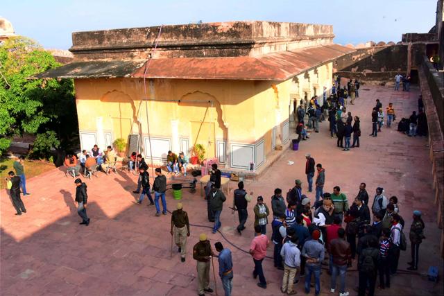 Karni Sena activists protest against the shooting of Sanjay Leela Bhansali's upconimg film Padmawati alleging depiction of 'wrong facts' in it at Jaigarh fort in Jaipur on Friday. (PTI) Karni Sena activists protest against the shooting of Sanjay Leela Bhansali's upconimg film Padmawati alleging depiction of 'wrong facts' in it at Jaigarh fort in Jaipur on Friday. (PTI)