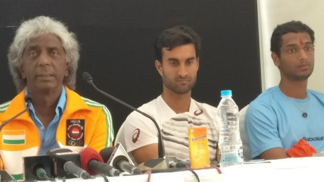 (L to R) Anand Amritraj, Yuki Bhambri and Ramkumar Ramanathan ahead of the Davis Cup tie. (HT Photo) (L to R) Anand Amritraj, Yuki Bhambri and Ramkumar Ramanathan ahead of the Davis Cup tie. (HT Photo)