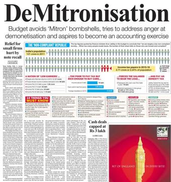 The Telegraph front page. The Telegraph front page.