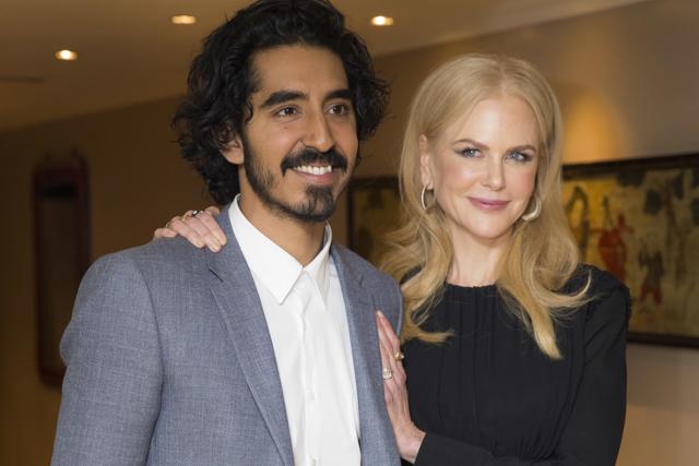 Actors Nicole Kidman, right and Dev Patel pose for photographers in a central London hotel following a BAFTA Q&A, after they were nominated for Best Supporting Actor roles for their film, Lion. (Joel Ryan/Invision/AP) Actors Nicole Kidman, right and Dev Patel pose for photographers in a central London hotel following a BAFTA Q&A, after they were nominated for Best Supporting Actor roles for their film, Lion. (Joel Ryan/Invision/AP)
