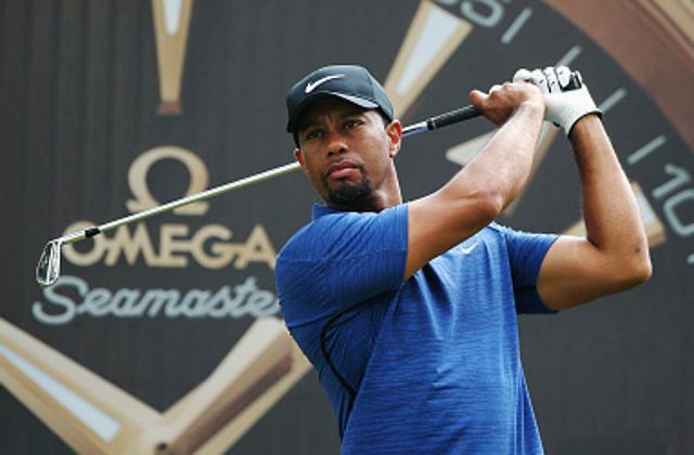 Tiger Woods tees off on the 7th hole during the first round of the Omega Dubai Desert Classic. (Getty Images) Tiger Woods tees off on the 7th hole during the first round of the Omega Dubai Desert Classic. (Getty Images)
