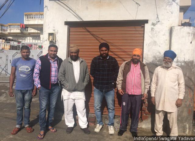 Amrinder Singh (34, centre in black shirt) wanted, as many young Punjabis do, a government job. He applied, unsuccessfully, to be a physical-education teacher and police sub-inspector. Singh has been unemployed for eight years, waiting for a government job.