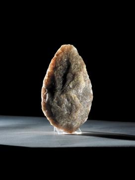 Handaxe made of white quartz, lower Palaeolithic (850-400kyr). (Photo courtesy: CSMVS)