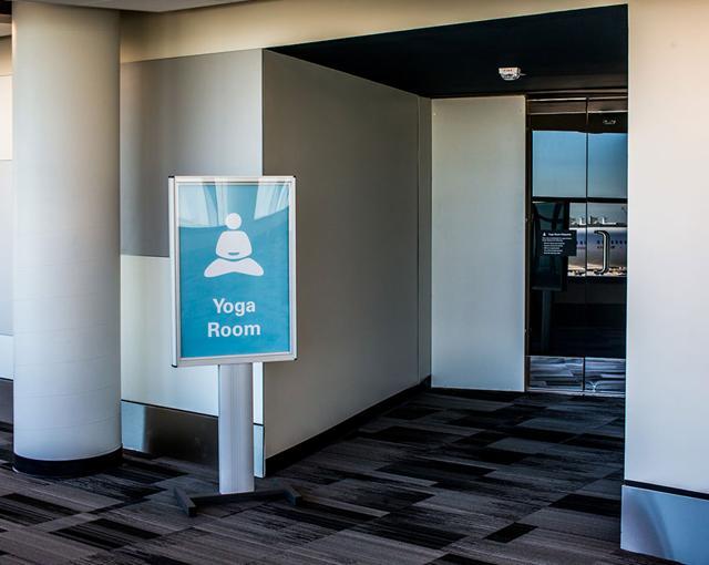 The San Francisco International Airport has free yoga rooms for travellers to relax and practise yoga. (www.flysfo.com) The San Francisco International Airport has free yoga rooms for travellers to relax and practise yoga. (www.flysfo.com)
