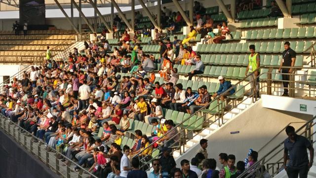 The stands are filling up fast for India’s Davis Cup doubles match. (HT Photo) The stands are filling up fast for India’s Davis Cup doubles match. (HT Photo)
