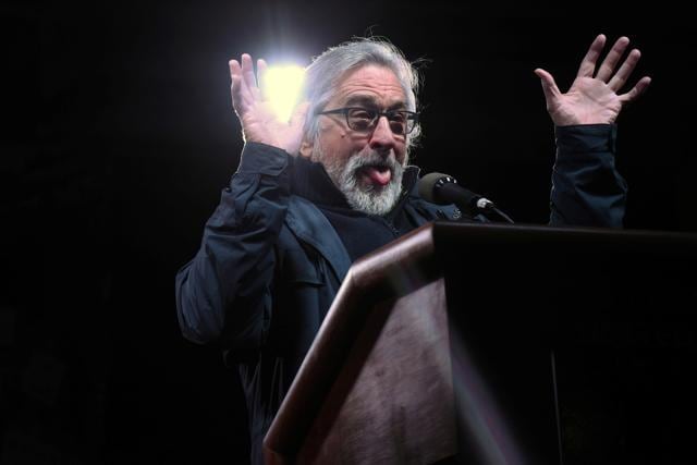 Robert De Niro speaks at a protest against U.S. President Donald Trump outside Trump International Hotel in New York City. (REUTERS) Robert De Niro speaks at a protest against U.S. President Donald Trump outside Trump International Hotel in New York City. (REUTERS)