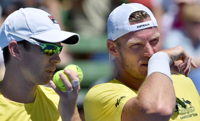 Sam Groth and Jon Peers helped Australia clinch the doubles match against Czech Republic to progress in the Davis Cup World Group. (AFP) Sam Groth and Jon Peers helped Australia clinch the doubles match against Czech Republic to progress in the Davis Cup World Group. (AFP)