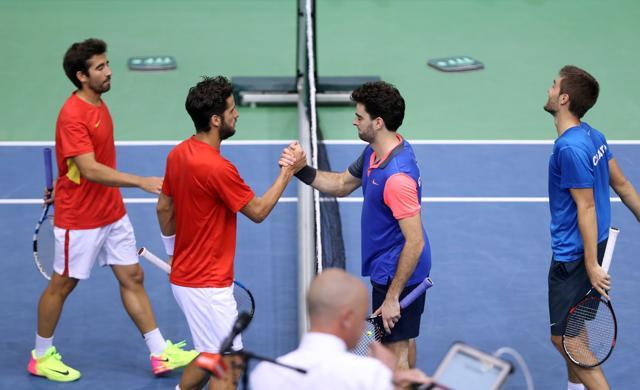 Croatia were on the verge of a major upset as they took a 2-1 lead over Spain in the Davis Cup clash. (AFP) Croatia were on the verge of a major upset as they took a 2-1 lead over Spain in the Davis Cup clash. (AFP)