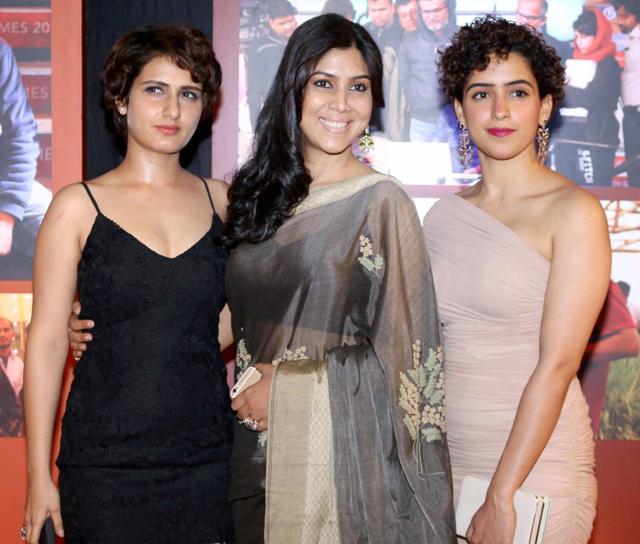 Sakshi Tanwar, Fatima Sana Shaikh and Sanya Malhotra during the success party of Dangal. (PTI) Sakshi Tanwar, Fatima Sana Shaikh and Sanya Malhotra during the success party of Dangal. (PTI)