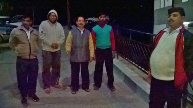 Residents of Dehradun took to rooftops and streets after feeling tremors on Monday night. (HT Photo) Residents of Dehradun took to rooftops and streets after feeling tremors on Monday night. (HT Photo)