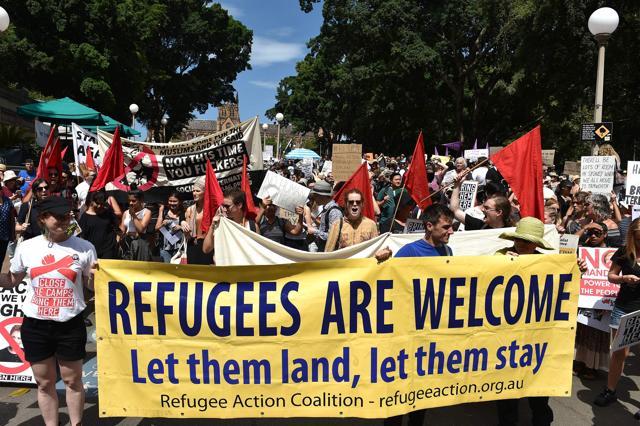 Protestors march on the streets of Sydney's central business district against US President Donald Trump's travel ban policy on February 4. (AFP Photo) Protestors march on the streets of Sydney's central business district against US President Donald Trump's travel ban policy on February 4. (AFP Photo)