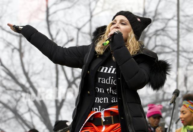 Madonna performs on stage during the Women's March rally in Washington. Madonna, Julia Roberts, Scarlett Johansson, Cher, Alicia Keys, Katy Perry, Emma Watson, Amy Schumer, Jake Gyllenhaal and feminist leader Gloria Steinem were some of the Hollywood A-list celebrities in attendance at the march in Washington. (AP) Madonna performs on stage during the Women's March rally in Washington. Madonna, Julia Roberts, Scarlett Johansson, Cher, Alicia Keys, Katy Perry, Emma Watson, Amy Schumer, Jake Gyllenhaal and feminist leader Gloria Steinem were some of the Hollywood A-list celebrities in attendance at the march in Washington. (AP)