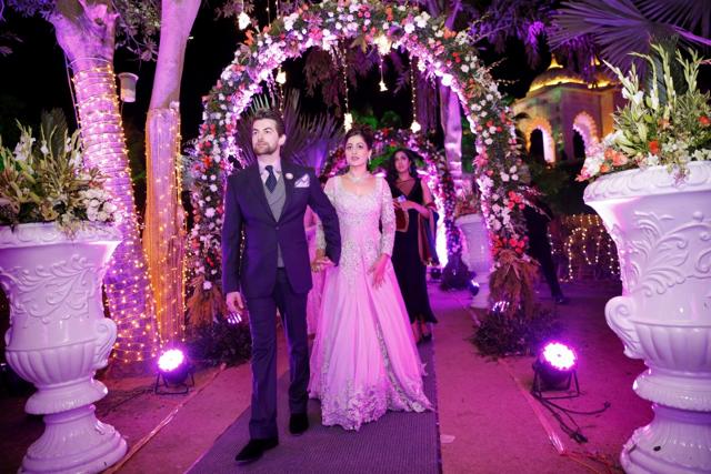 Neil and Rukmini enter the venue at Udaipur. (HT Photo) Neil and Rukmini enter the venue at Udaipur. (HT Photo)