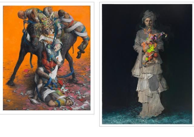 Klammleicht, 2017, oil on canvas; Lies Feder, 2017, oil on canvas (Photo courtesy: Lepkowski Studios) Klammleicht, 2017, oil on canvas; Lies Feder, 2017, oil on canvas (Photo courtesy: Lepkowski Studios)