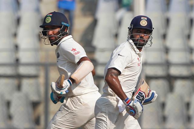 Murali Vijay and Cheteshwar Pujara made sluggish progress after KL Rahul departed cheaply. (BCCI)