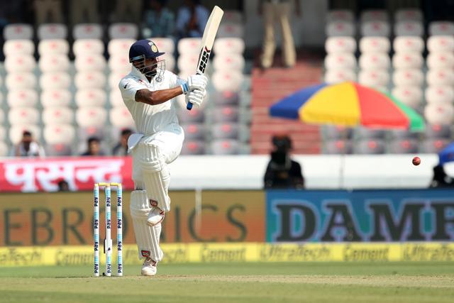 Murali Vijay looked in good touch as he shared a good stand with Cheteshwar Pujara in Hyderabad. (BCCI) Murali Vijay looked in good touch as he shared a good stand with Cheteshwar Pujara in Hyderabad. (BCCI)