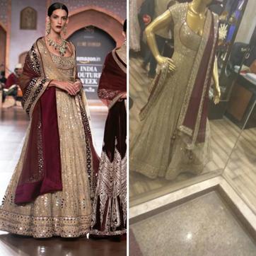 The anarkali on the right is a blatant copy of Reynu Taandon’s design (L). The anarkali on the right is a blatant copy of Reynu Taandon’s design (L).