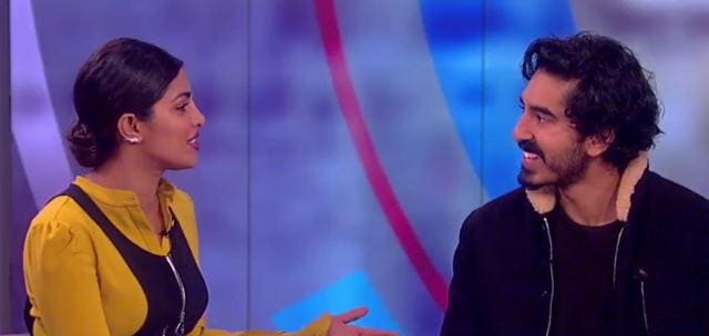 Priyanka talking to Dev Patel on the show. (Twitter)