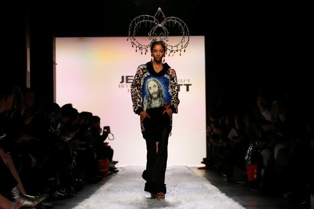 A model presents creations from the Jeremy Scott Autumn/Winter 2017 collection during New York Fashion Week in the Manhattan borough of New York, February 10. (REUTERS)