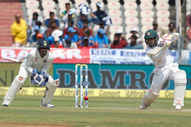 Mushfiqur Rahim bats during day three of the only test match between India and Bangladesh in Hyderabad. (BCCI)