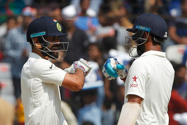 Virat Kohli and Cheteshwar Pujara shared a rapid 50-run stand for the third wicket. (BCCI)
