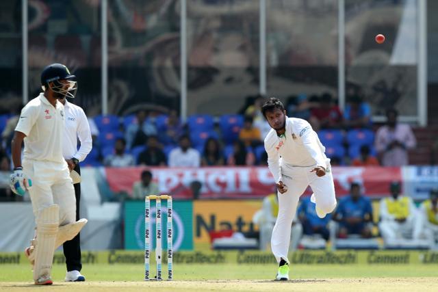 Shakib Al Hasan got his first wicket in India as he got the wicket of Virat Kohli. (BCCI) Shakib Al Hasan got his first wicket in India as he got the wicket of Virat Kohli. (BCCI)