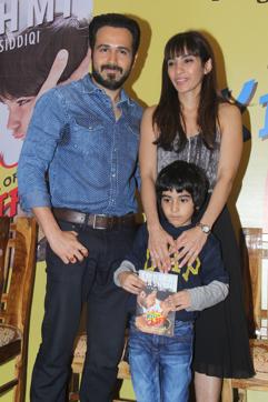Actor Emraan Hashmi with his son Ayaan Hashmi and wife, Parveen Shahani. (Pramod Thakur)