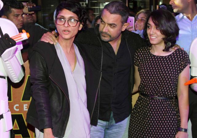 Actor Aamir Khan with wife Kiran Rao (left) and daughter Ira Khan. (Yogen Shah) Actor Aamir Khan with wife Kiran Rao (left) and daughter Ira Khan. (Yogen Shah)