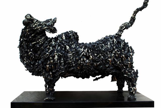 A bronze and granite sculpture from the bull series.