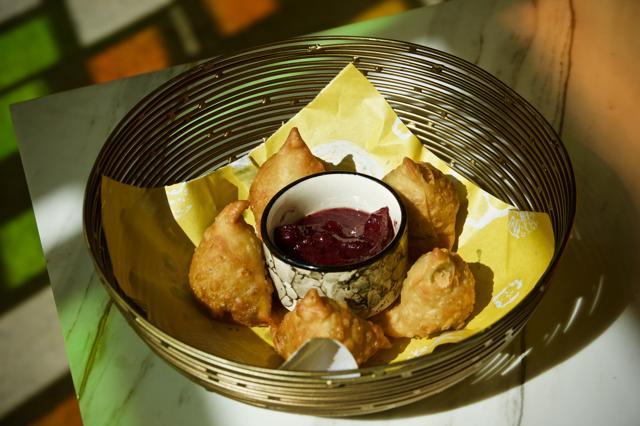 At AnnaMaya, local ingredients are used to create dishes with mass appeal, such as duck keema samosas At AnnaMaya, local ingredients are used to create dishes with mass appeal, such as duck keema samosas