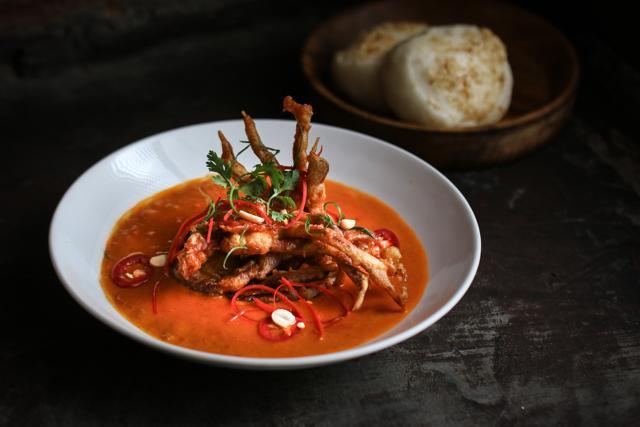 Soft-shell crab comes from an Indian fishing operation at Manu Chandra’s Toast & Tonic in Bengaluru Soft-shell crab comes from an Indian fishing operation at Manu Chandra’s Toast & Tonic in Bengaluru