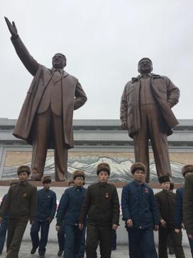 A group of men pay their respects at statues of late North Korean leaders, Kim Il Sung, left, and Kim Jong Il, in Pyongyang, North Korea, on February 16, 2017. (AP) A group of men pay their respects at statues of late North Korean leaders, Kim Il Sung, left, and Kim Jong Il, in Pyongyang, North Korea, on February 16, 2017. (AP)