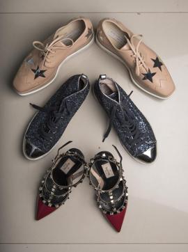 Kumar’s Stella McCartney shoes are one of her most lavish purchases; Valentino studded heels; a pair of Miu Miu shoes from her collection (Photo: Aalok Soni/HT)