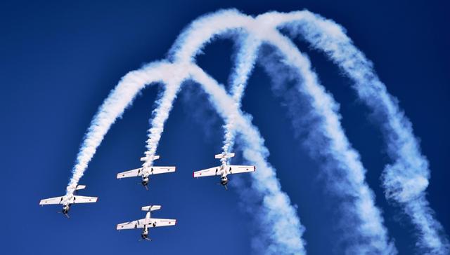 United Kingdom's aerobatic team Yakovlves performs during the 2nd day of the 11th biennial edition of Aero India 2017 at Yelahanka Air base in Bengaluru on Wednesday. The five-day event will see firms from Russia, Europe, Israel and the United States – among others – hardselling their latest armament technologies to India in the hope of partnering with indigenous companies for setting up manufacturing bases that would cater to the military’s future requirements. (SHAILENDRA BHOJAK / PTI) United Kingdom's aerobatic team Yakovlves performs during the 2nd day of the 11th biennial edition of Aero India 2017 at Yelahanka Air base in Bengaluru on Wednesday. The five-day event will see firms from Russia, Europe, Israel and the United States – among others – hardselling their latest armament technologies to India in the hope of partnering with indigenous companies for setting up manufacturing bases that would cater to the military’s future requirements. (SHAILENDRA BHOJAK / PTI)