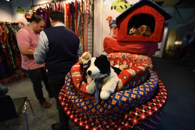 Toys and beds on display at the 9th India International Pet Trade Fair in Noida. (Virendra Singh Gosain/HT PHOTO) Toys and beds on display at the 9th India International Pet Trade Fair in Noida. (Virendra Singh Gosain/HT PHOTO)