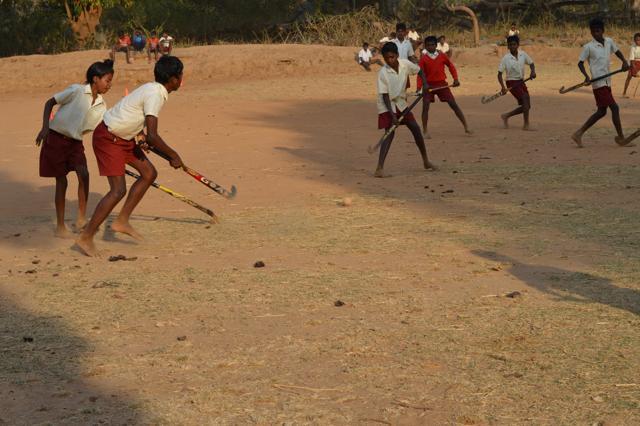 Boys of the Upgraded Primary School in Gutu Hatu village in Jharkhand’s Khunti district play after school. (Tata Trusts)