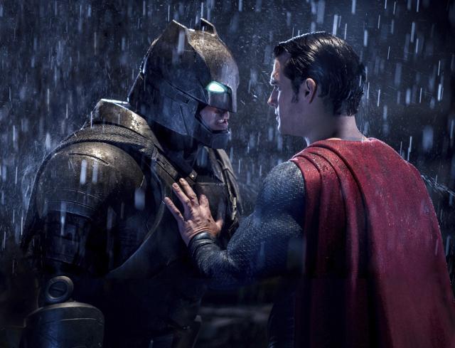 This image released by Warner Bros. Pictures shows Ben Affleck, left, and Henry Cavill in a scene from, Batman v Superman: Dawn of Justice. The film received eight nominations for the 37th annual Razzie Awards, including one for worst picture. (AP)