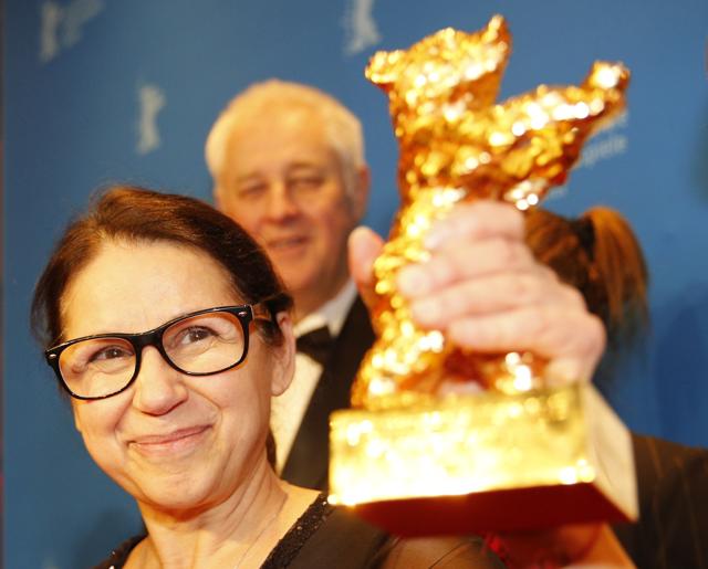 Director Ildiko Enyedi receives the Golden Bear for Best Film On Body and Soul. (REUTERS) Director Ildiko Enyedi receives the Golden Bear for Best Film On Body and Soul. (REUTERS)