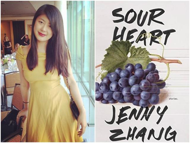 Novelist Jenny Zhang and the cover of her book Sour Heart.