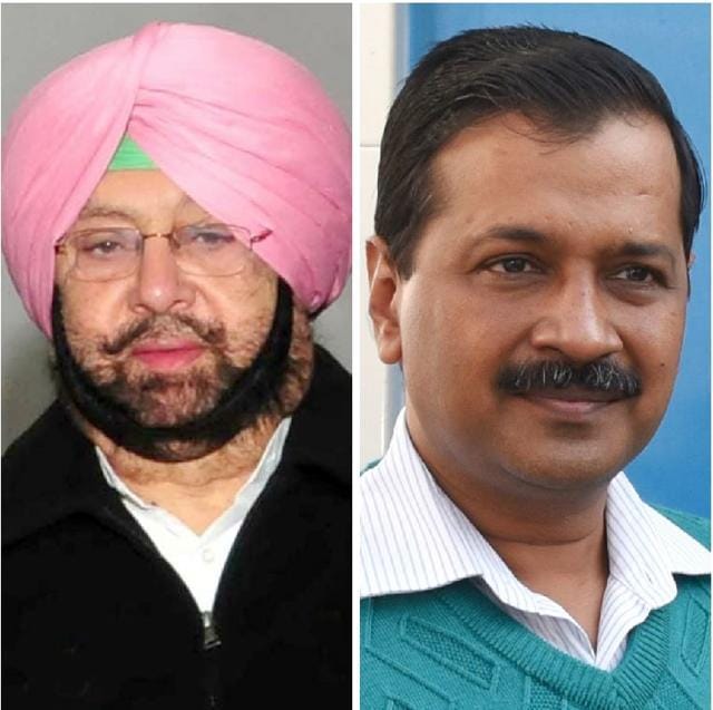 Punjab Congress chief Captain Amarinder Singh and Delhi chief minister Arvind Kejriwal. (HT Photos)