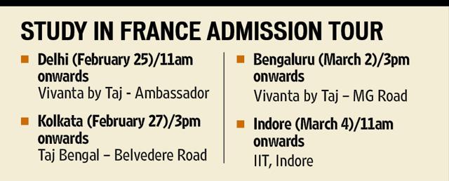 Dates, venues of the French admission tour. (Handout) Dates, venues of the French admission tour. (Handout)