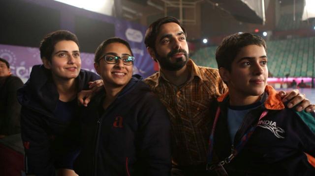 Aparshakti (third from left) posing with the cast of Dangal Aparshakti (third from left) posing with the cast of Dangal